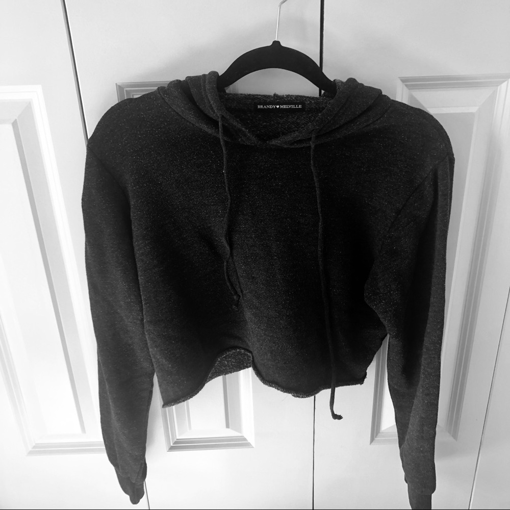 Brandy Melville cropped dark gray sweatshirt